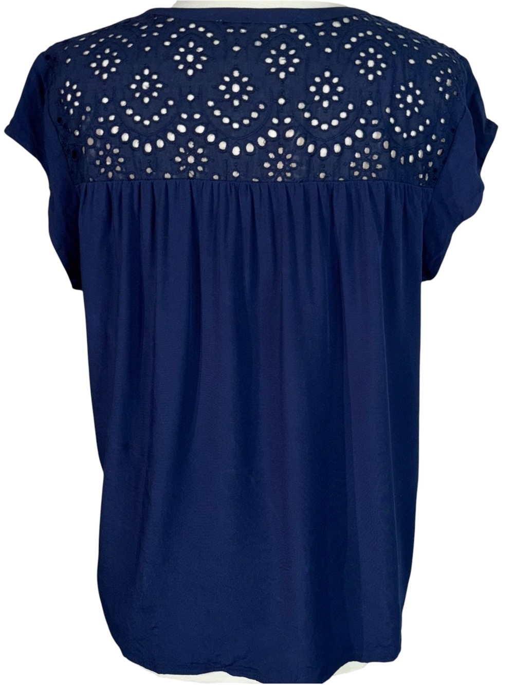 Daniel Rainn Stitch Fix Kiara Navy Eyelet Embroidered Blouse Top XL - Picture 3 of 8